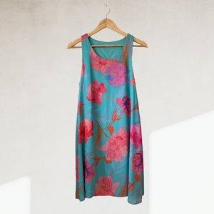 Women’s Turquoise & Pink Flowy Floral Dress Size:M